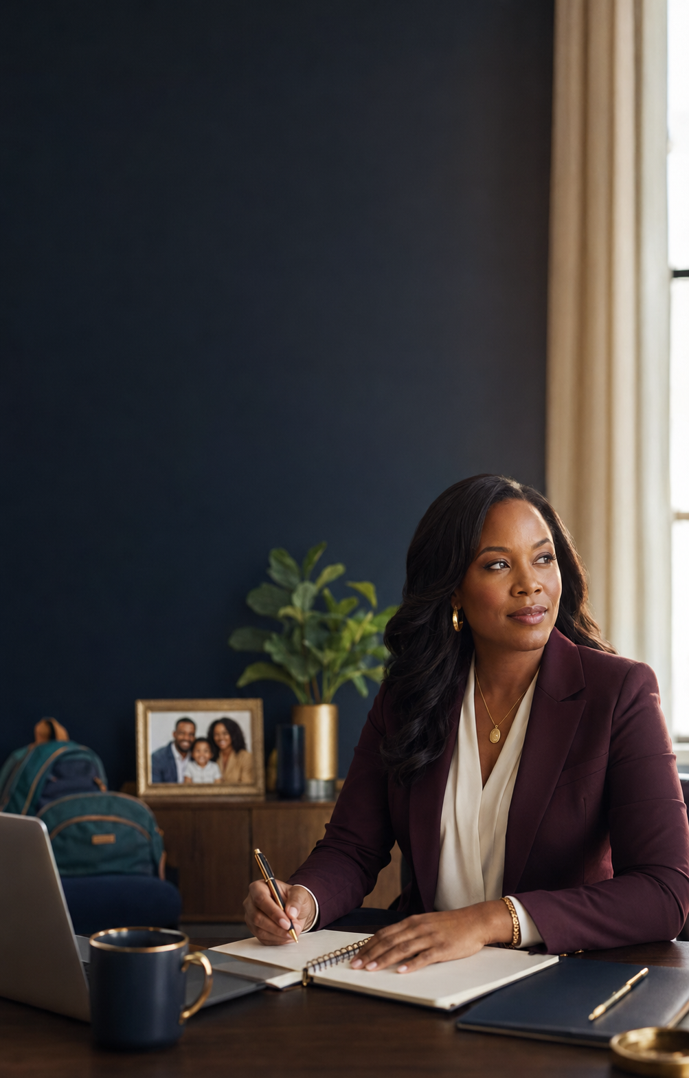 A confident woman founder planning at her desk